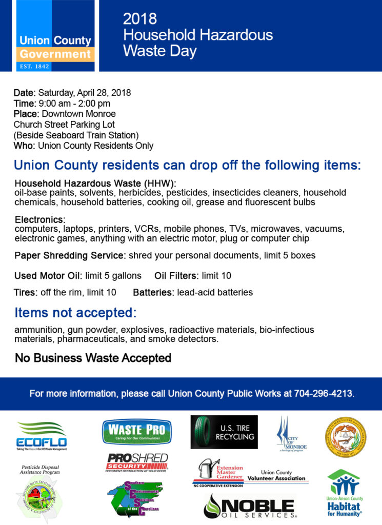 Union County Household Hazardous Waste Day poster