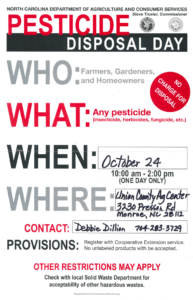 Union County Pesticide Disposal Day October 24th