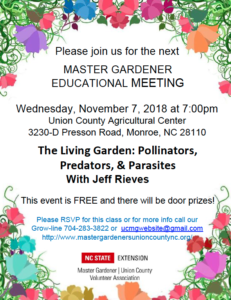Nov 7th Master Gardener Educational Meeting