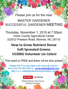 Master Gardeners November 1st meeting