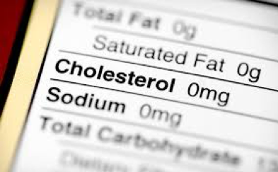 product label showing cholesterol levels