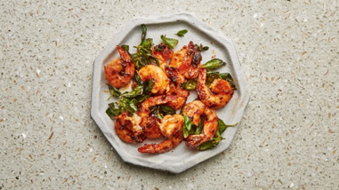 Grilled Shrimp and greens 