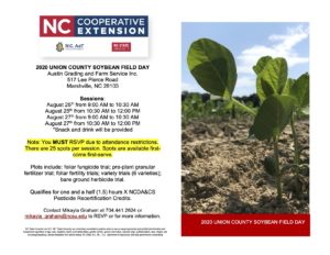 2020 Union County Soybean Field Day flyer