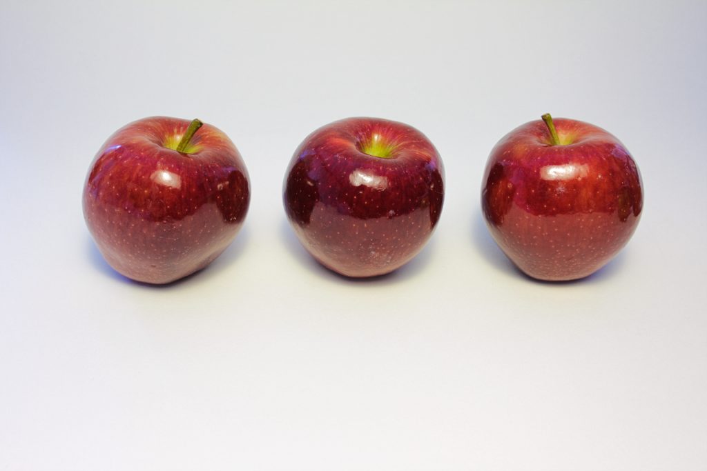 Three Red Apples in a row