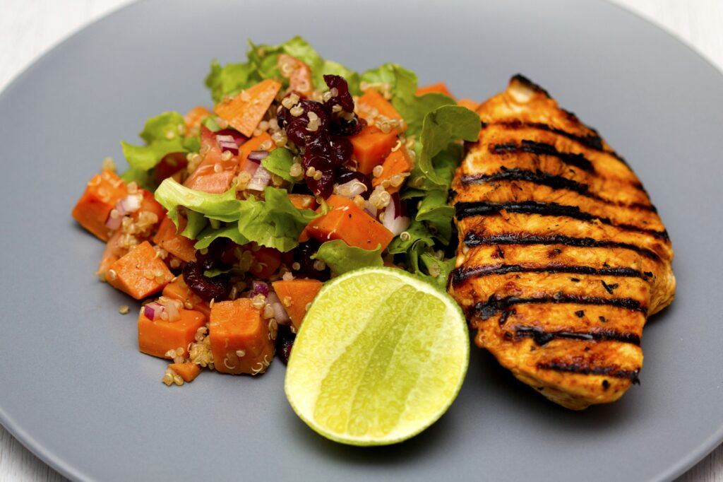 Healthy Dish of Grilled Chicken and Salad