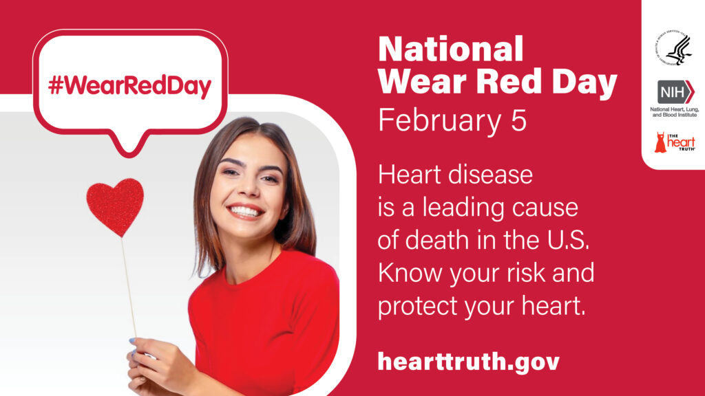 Lady with a Heart Wearing Red for National Wear Red Day