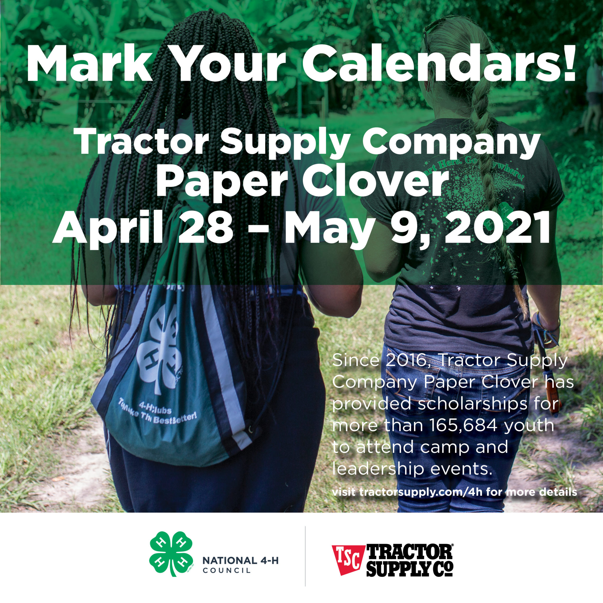 TSC Mark your clover ad with background image of two kids walking with backpacks on 