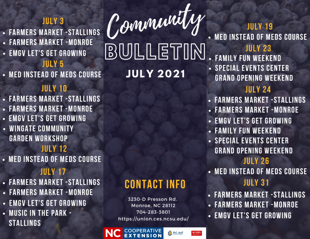 Extension Events July 21 North Carolina Cooperative Extension