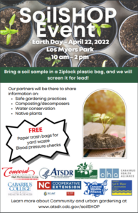 SOIL Shop flyer. Bring a soil sample in a Ziplock plastic bag, and we will screen it for lead! Our partners will be there to share information on: Safe gardening practices Composting/decomposers Water conservation Native plants Paper trash bags for yard waste